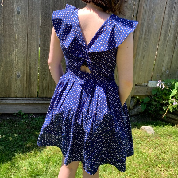 Kate Spade New York Blue V-Neck Fit & Flare Dress - Picture 4 of 11